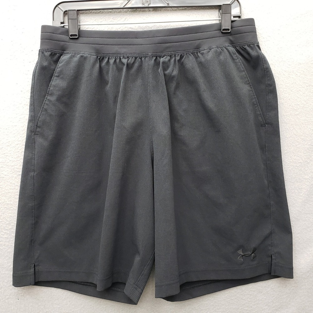Under Armour Activewear Shorts Black Logo Side Basketball Gym Athletic Lounge L